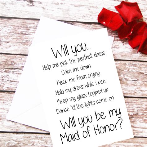 Will You Be My Maid Of Honor Card Printable